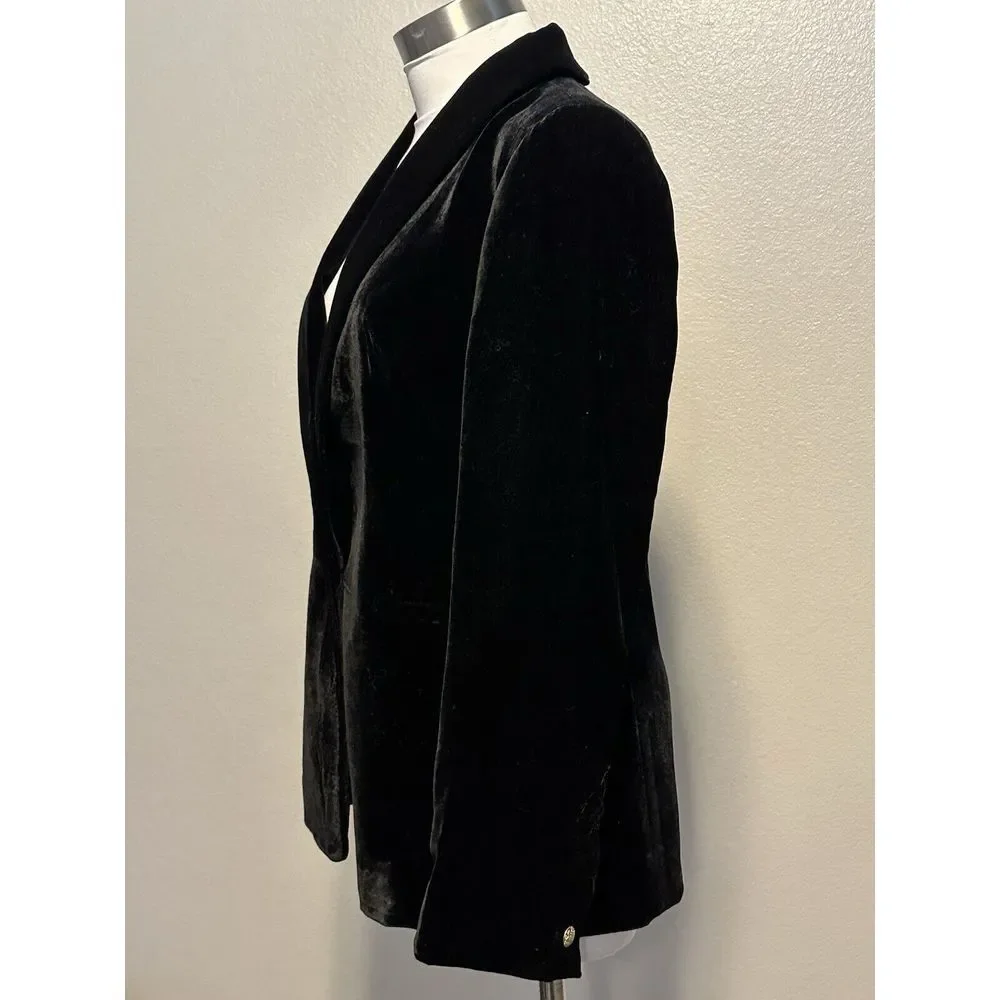 NWT J.CREW Timeless Classic Black Velvet Single-Breasted Crest‎ Button Blazer 4